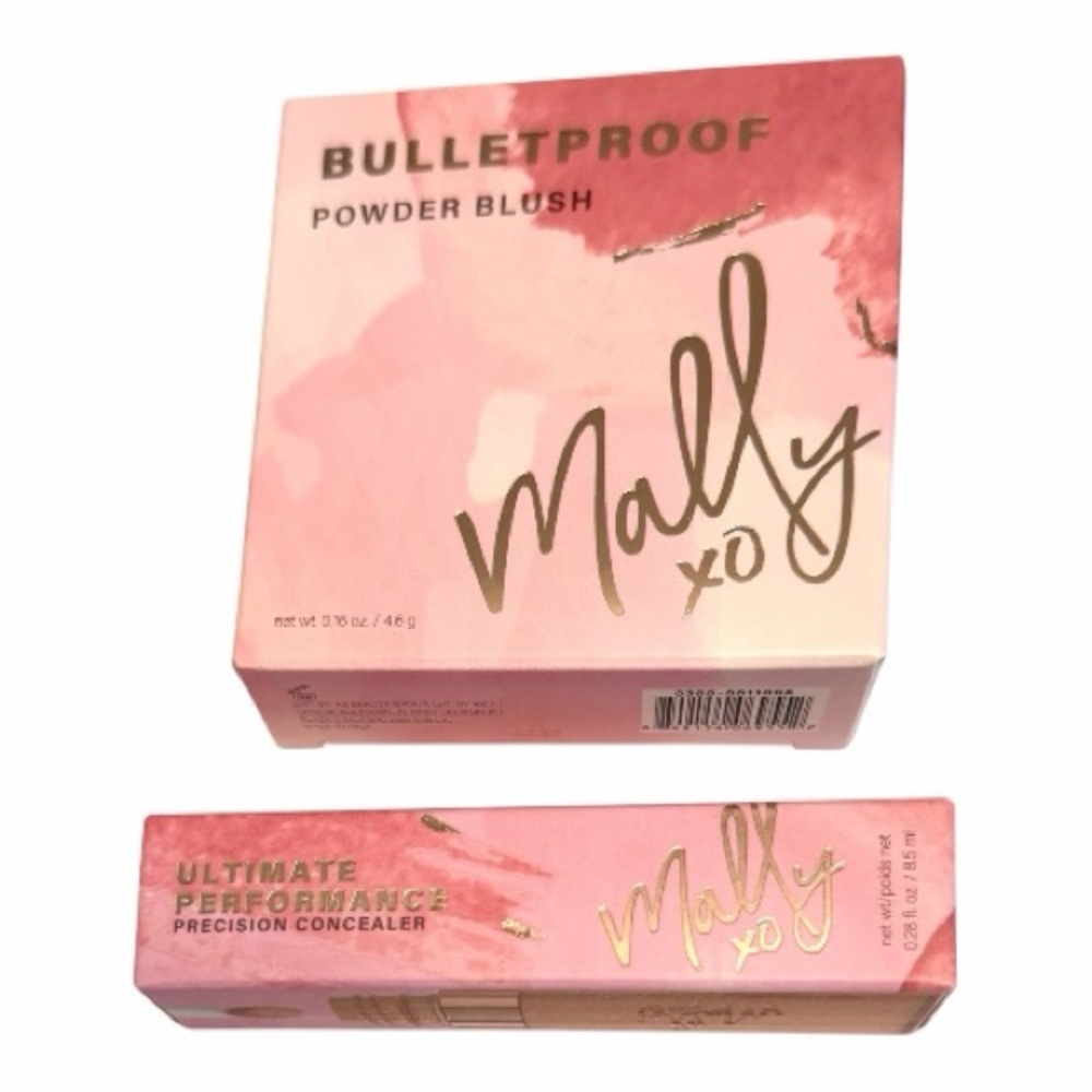 Mally Makeup Bundle Precision Concealer Med Blush Confident Coral New
